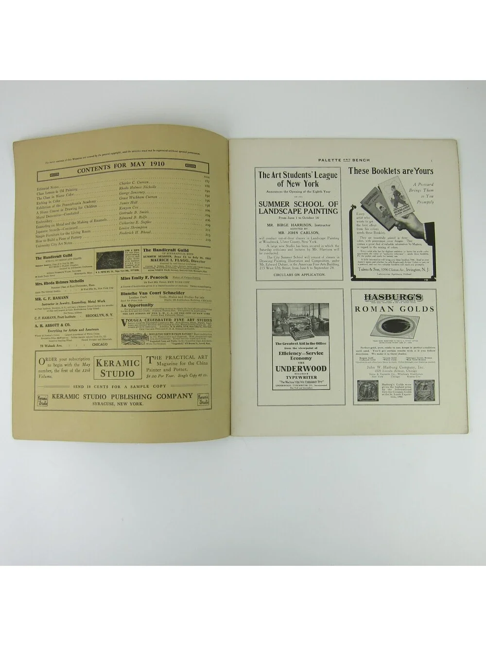 Palette and Bench Monthly Book for Art Lover Student Craftsman May 1910 Antique